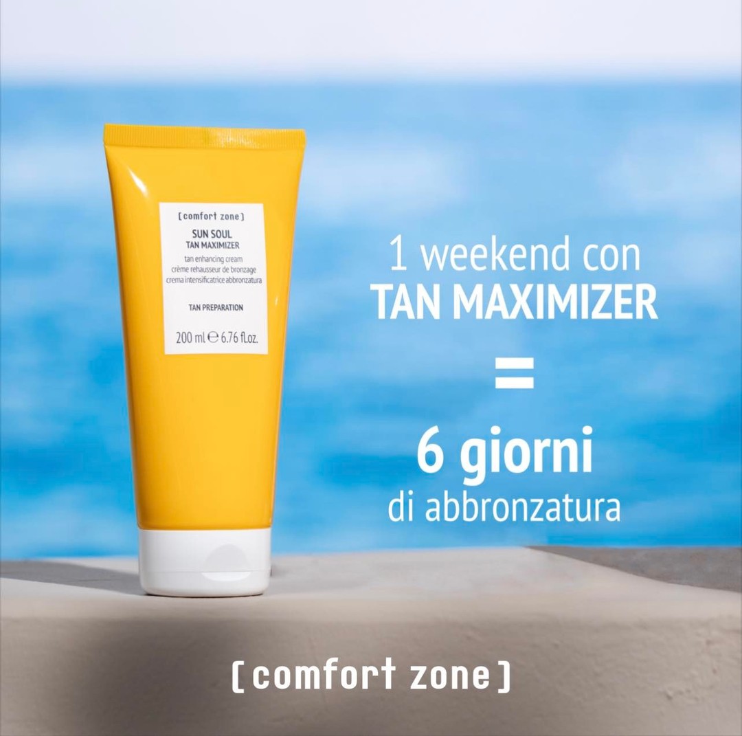Con SUN SOUL Tan Maximizer le vacanze cominciano ora! 🌞 Inizia ad applicarlo 10 giorni prima di esporti al sole per ottenere in un weekend l'abbronzatura che solitamente otterresti in 6 giorni.